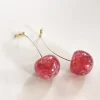 Pink Floral Champagne Cherry Earrings