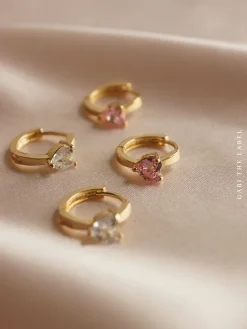 POPPY Huggies - Pink *Gold-plated