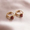 POPPY Huggies - Ruby Red *Gold-plated