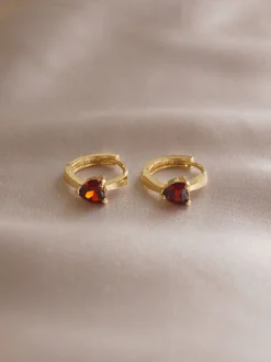 POPPY Huggies - Ruby Red *Gold-plated