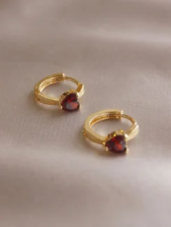 POPPY Huggies - Ruby Red *Gold-plated