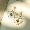 Pressed Flower Heart Hoops - Blue