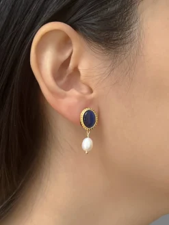 Princess Pearl Earrings - Royal Blue