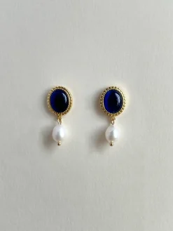 Princess Pearl Earrings - Royal Blue
