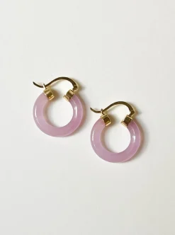 Purple Jade Hoops (Gold tone)