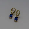 Rectangular Gemstone Pavé Huggies - Royal Blue