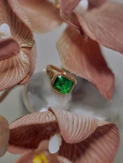 Rectangular Gemstone Ring - Emerald Green