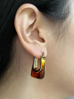 Rectangular Hoops - Brown