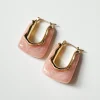 Rectangular Hoops - Marbled Pink