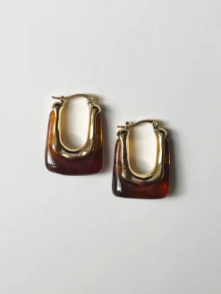 Rectangular Hoops - Marbled Brown