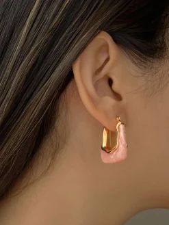 Rectangular Hoops - Marbled Pink