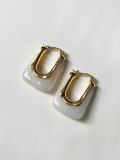 Rectangular Hoops - Marbled White