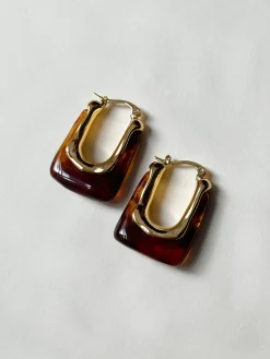 Rectangular Hoops - Marbled Brown