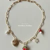 Red Strawberry Charm Necklace with Locket