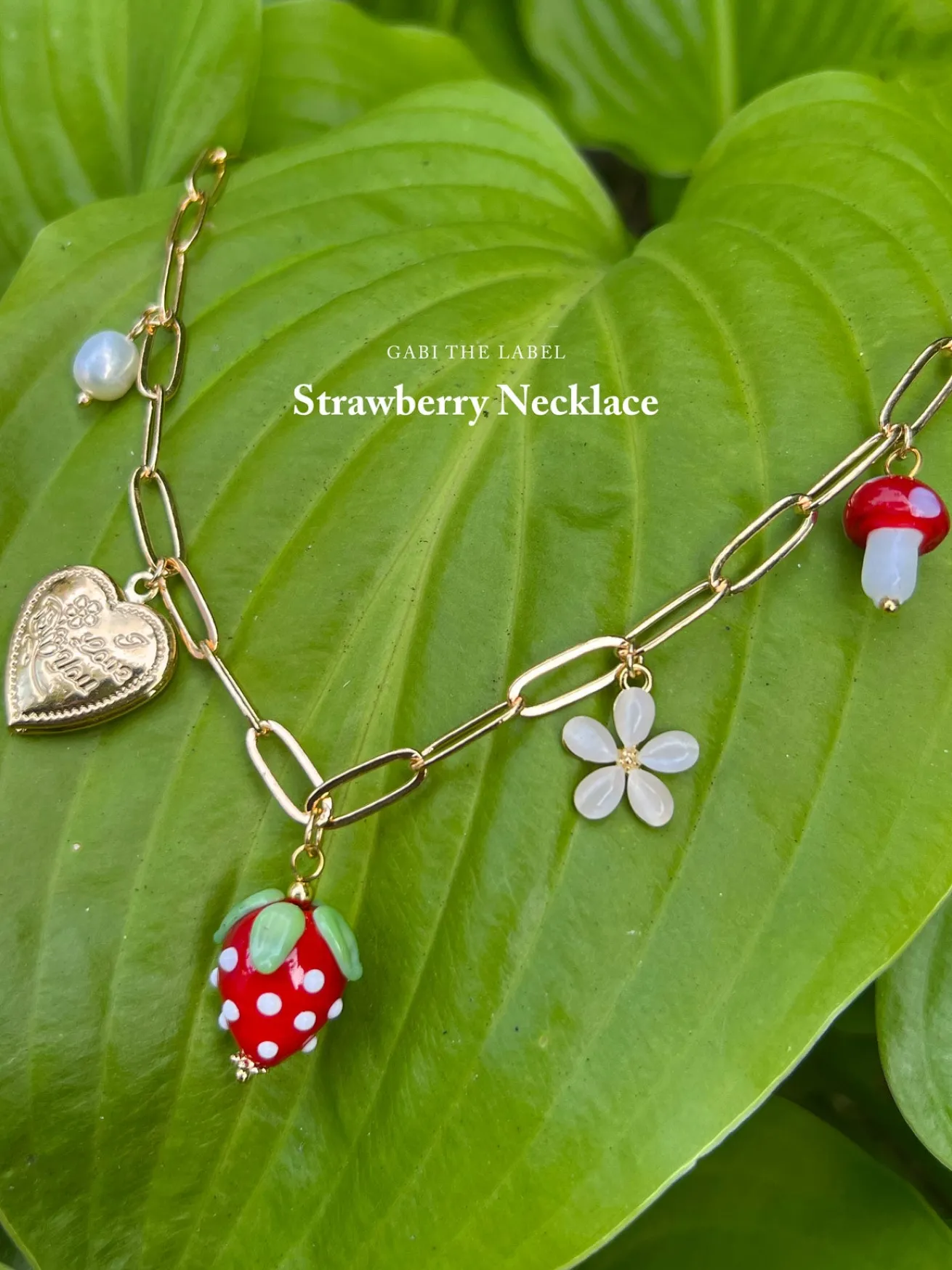 Red Strawberry Charm Necklace with Locket