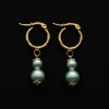 Regal Pearl Hoops - Mint Green