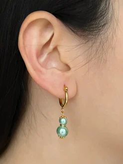 Regal Pearl Hoops - Mint Green
