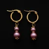 Regal Pearl Hoops - Orchid Pink