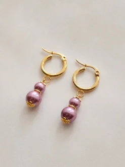 Regal Pearl Hoops - Orchid Pink