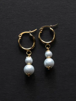 Regal Pearl Hoops - Pearl White