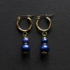 Regal Pearl Hoops - Violet Blue