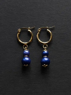 Regal Pearl Hoops - Violet Blue