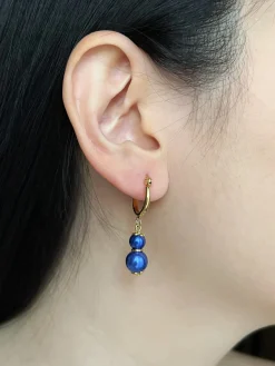 Regal Pearl Hoops - Violet Blue