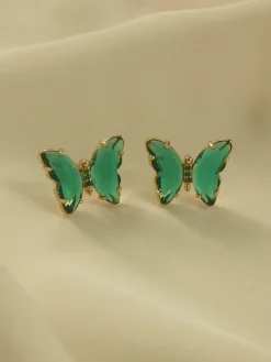 RIKA Butterfly Earstuds - Emerald Green *S925 Earposts