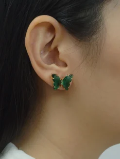 RIKA Butterfly Earstuds - Emerald Green *S925 Earposts