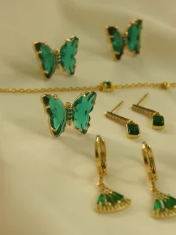 RIKA Butterfly Earstuds - Emerald Green *S925 Earposts