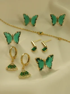 RIKA Butterfly Earstuds - Emerald Green *S925 Earposts