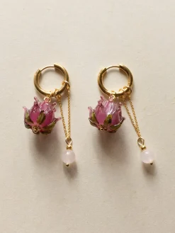 Romantic Hoops - Glass Purple Lotus, Pink Crystal