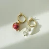 Rose & Glass Mismatched Hoops