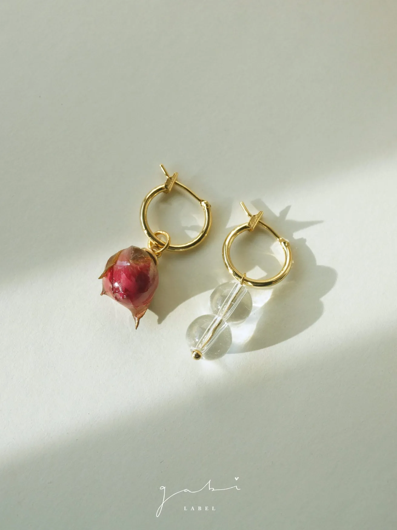 Rose & Glass Mismatched Hoops
