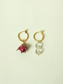 Rose & Glass Mismatched Hoops