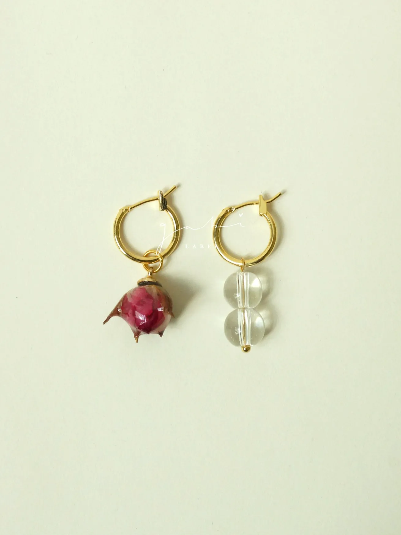 Rose & Glass Mismatched Hoops