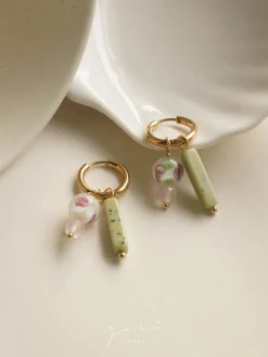 Rose Matcha Hoop Earrings