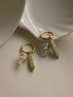 Rose Matcha Hoop Earrings