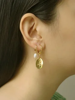 Rose Pendant Hoop Earrings