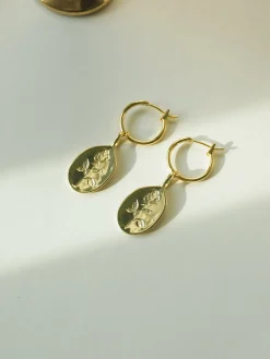 Rose Pendant Hoop Earrings