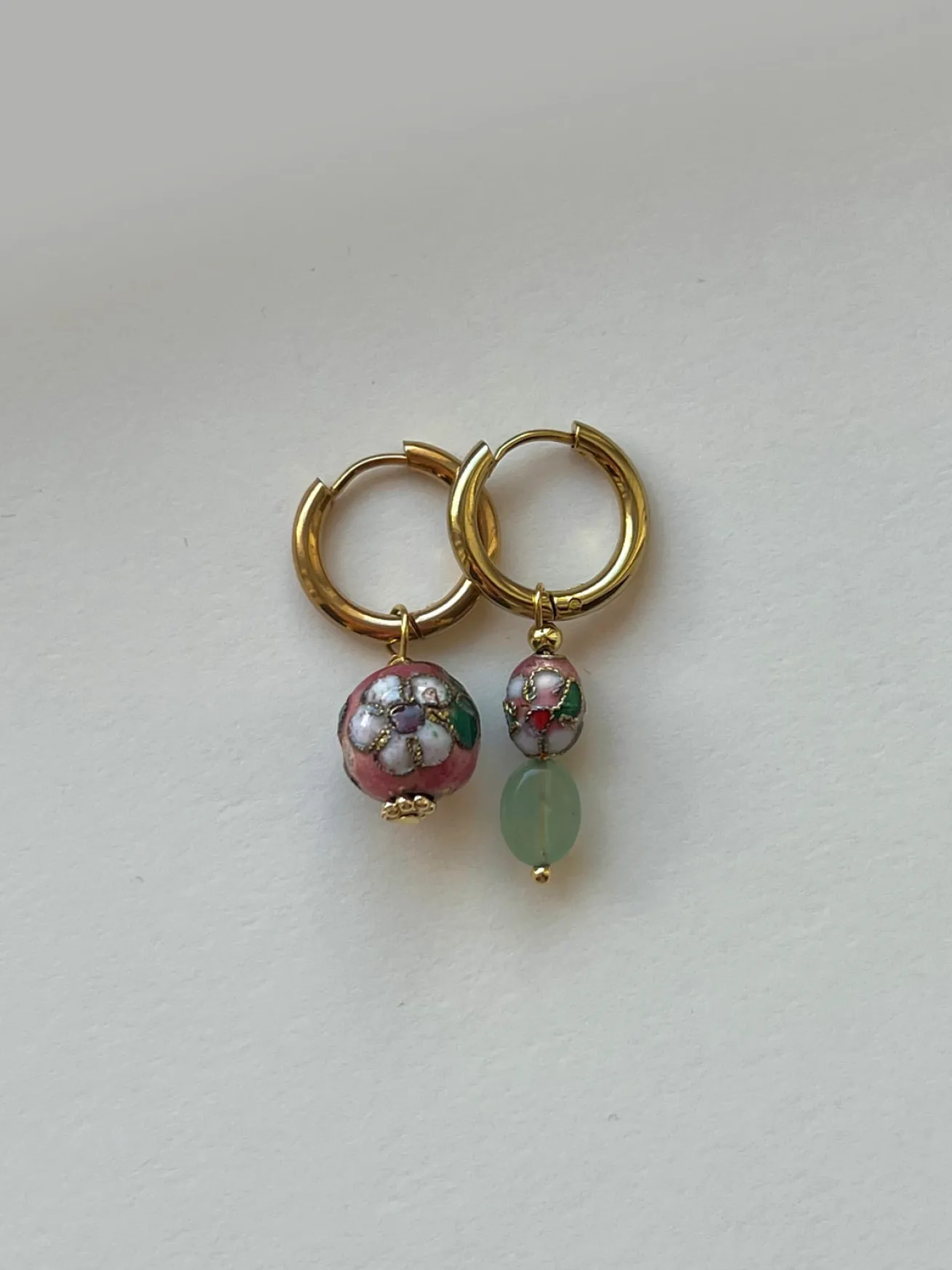 Rosie & Jade Cloisonne Mismatched Hoops