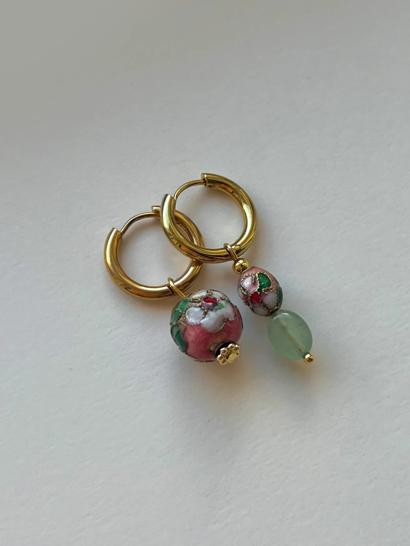 Rosie & Jade Cloisonne Mismatched Hoops