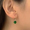 Round Gemstone Huggies - Emerald Green