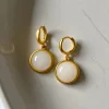 Round Jade Gold Huggies