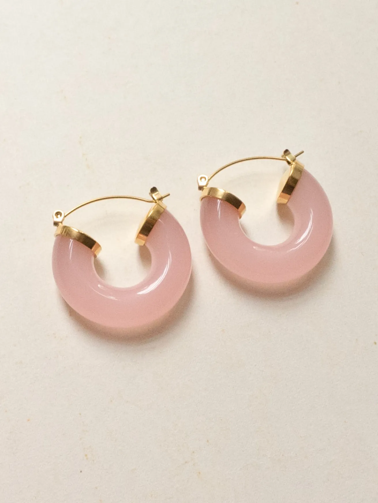 Round Resin Hoops - Rose Quartz