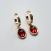 Ruby Red Pendant Hoop Earrings