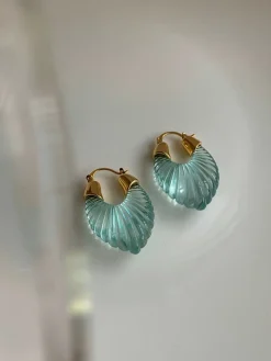 Sculptural Hoops - Aqua