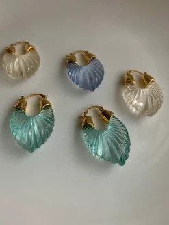 Sculptural Hoops - Aqua