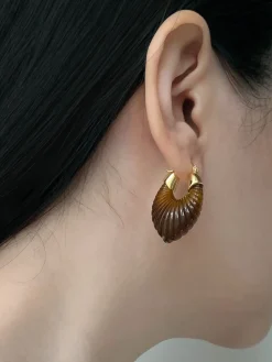 Sculptural Hoops - Brown