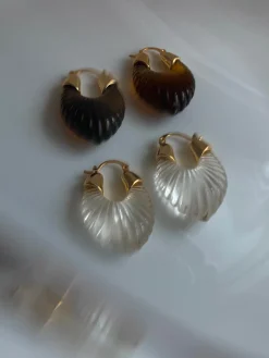 Sculptural Hoops - Brown